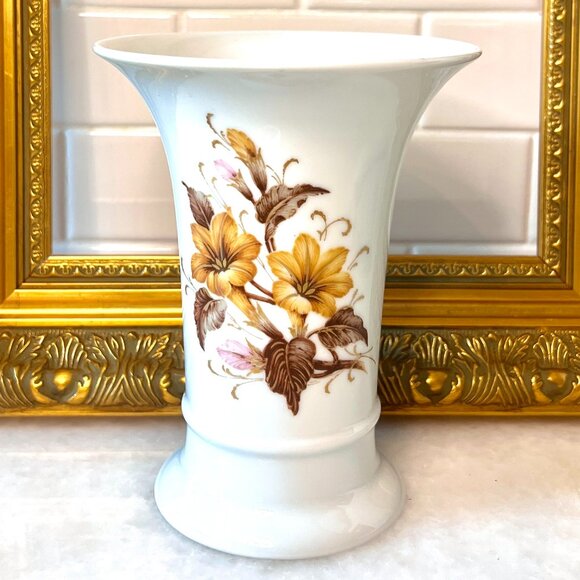 KAISER - Vintage 1960's Gold, Browns Floral Arlette Vase - West German, MCM - Picture 1 of 9